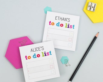Personalised Pair Of Mini Colourful To Do List Notepads