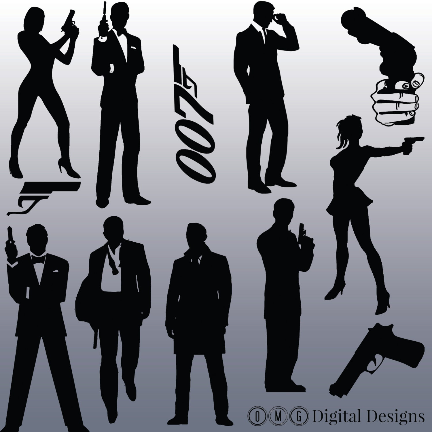 12 James Bond Silhouette Images Digital Clipart Images