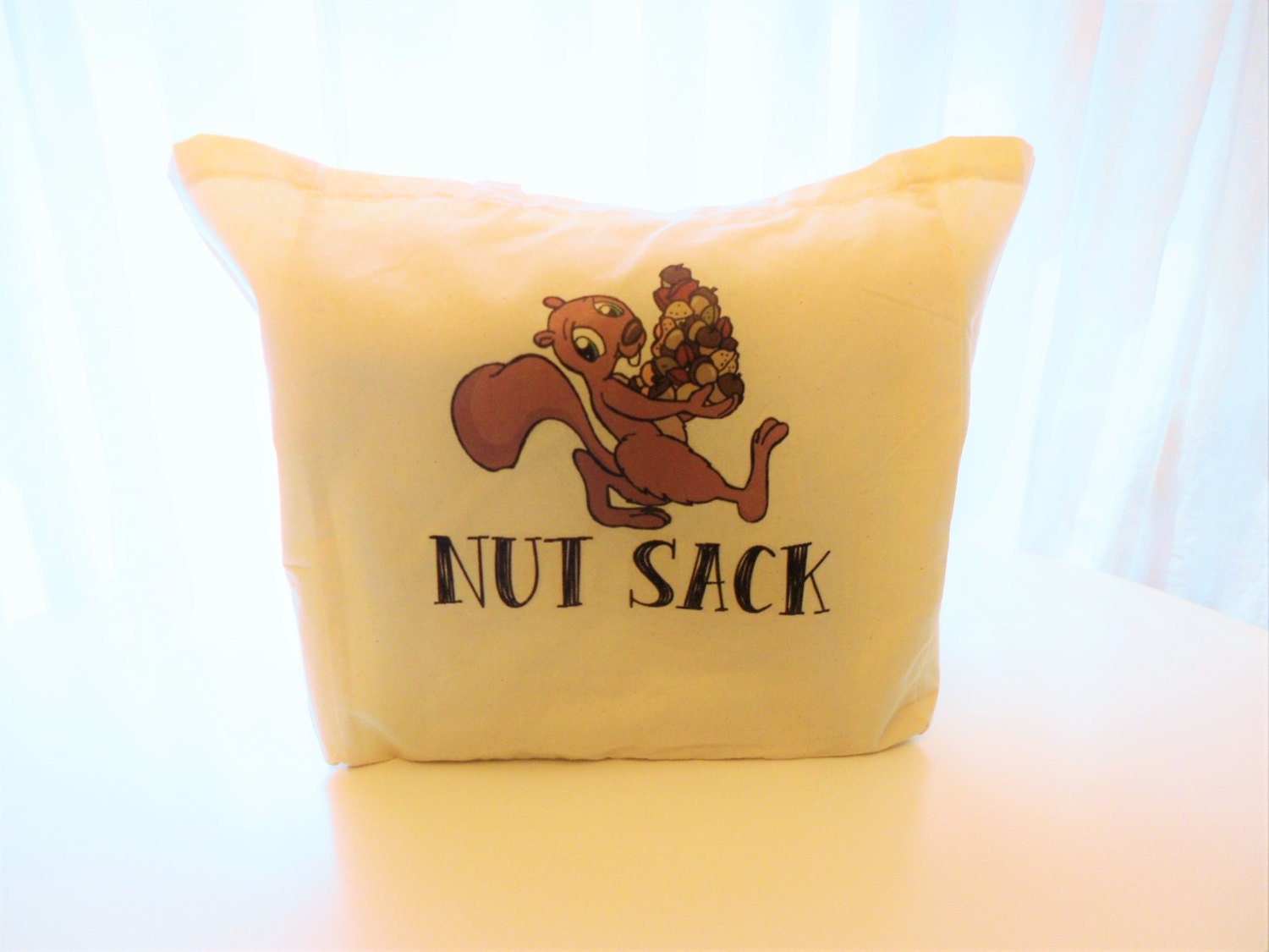 8oz Cotton Tote Bag Squirrel Nut Sack Funny Cotton Canvas