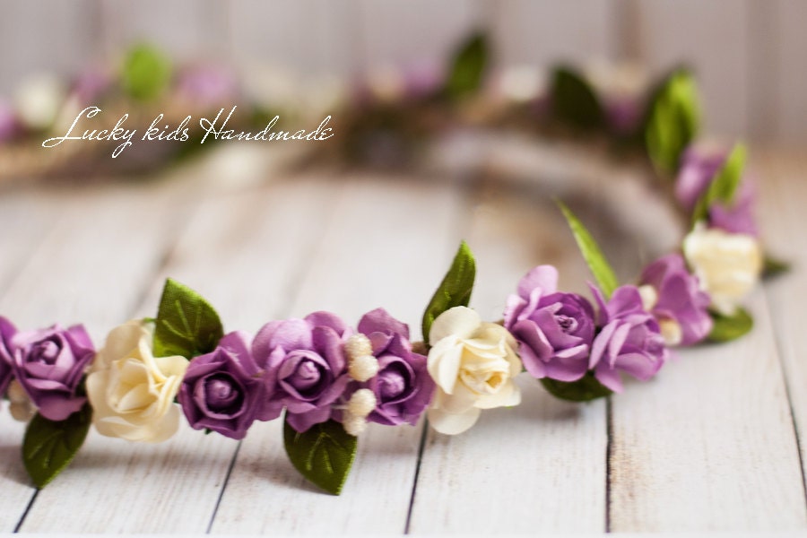 Violet flower crown Lavender floral crown Purple Flower