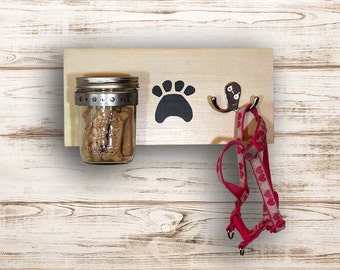 Mason Jar Dog Organizer | Dog Leash and Treat Holder | Dog Lease Holder | Dog Treat and Leash Holder | Pet Organizer | Leash Holder