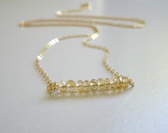 Citrine Necklace, Ultra delicate faceted citrine pendant, November birthstone necklace, natural citrine pendant