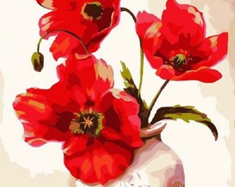 Two Flower Vases Oil Painting, Paint by Number Kit, Vivosky