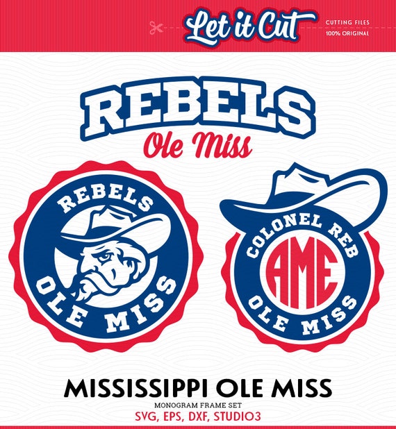 Mississippi Ole Miss Monogram Frames SVG EPS DXF Studio3