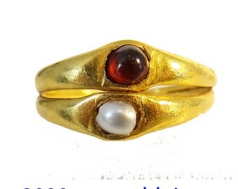 Antique Antiquity Roman Gold Pearl Garnet Ring 2000 Years Old Wedding (#5658)