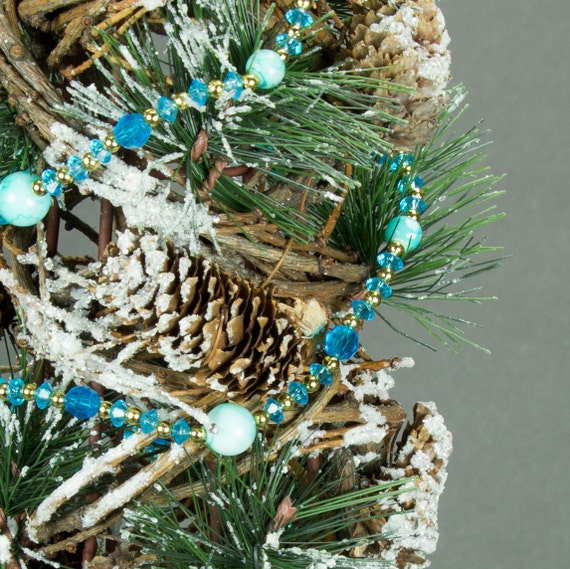 turquoise and gold beaded garland christmas garland turquoise and gold beaded garland christmas garland