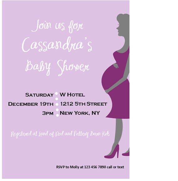 Baby Shower Invitations Pregnant Mom Silhouette 4