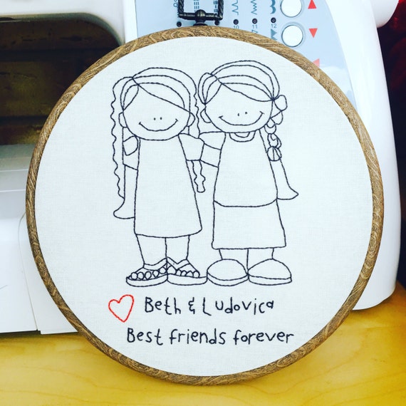 Best friends forever embroidery hoop fabric by fourlittlepockets Best friends forever embroidery hoop fabric by fourlittlepockets