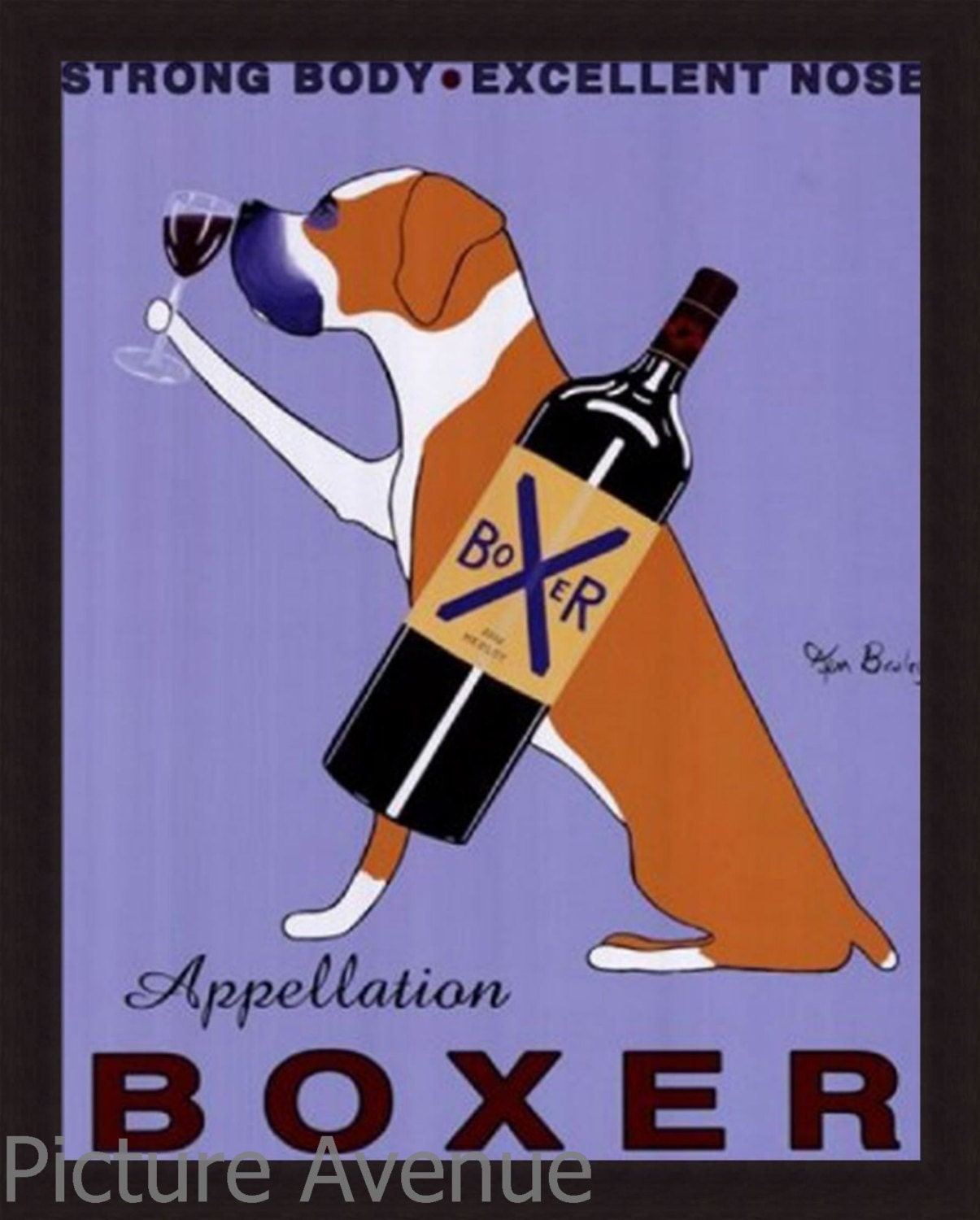 Appellation Boxer Dog Wine Animal Humor art FRAMED PRINT