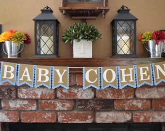 Baby Shower Banner, Personalized Baby Shower Banner, Name Banner, Rustic Baby Shower Banner, Baby Name Banner