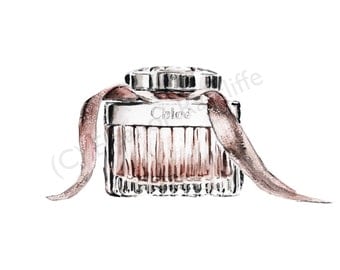 Signed original watercolour print - Chloe EDT perfume bottle