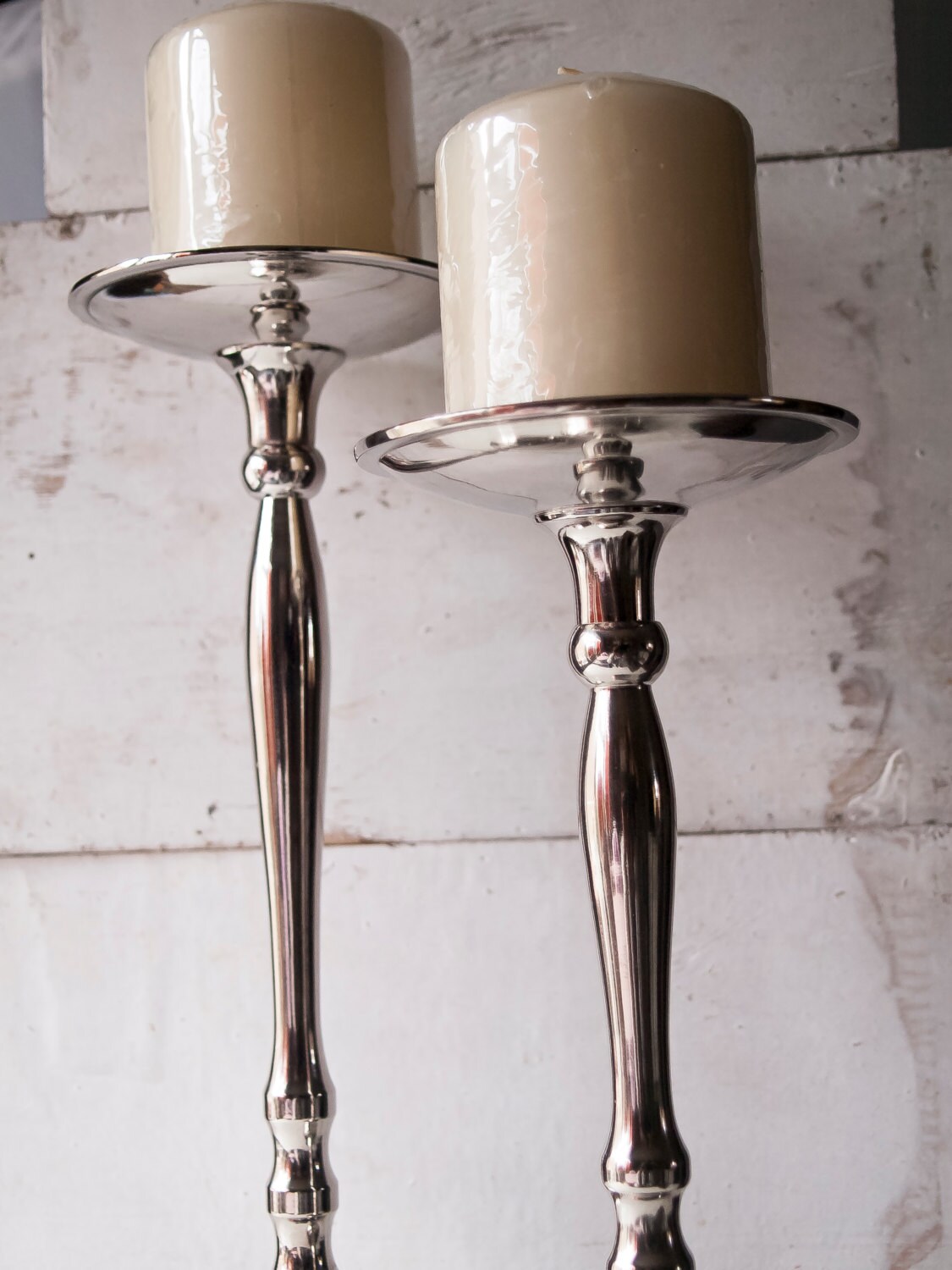 Silver Candle Stick Holders Set of 2 Silver by WeddingBoxWhatNots