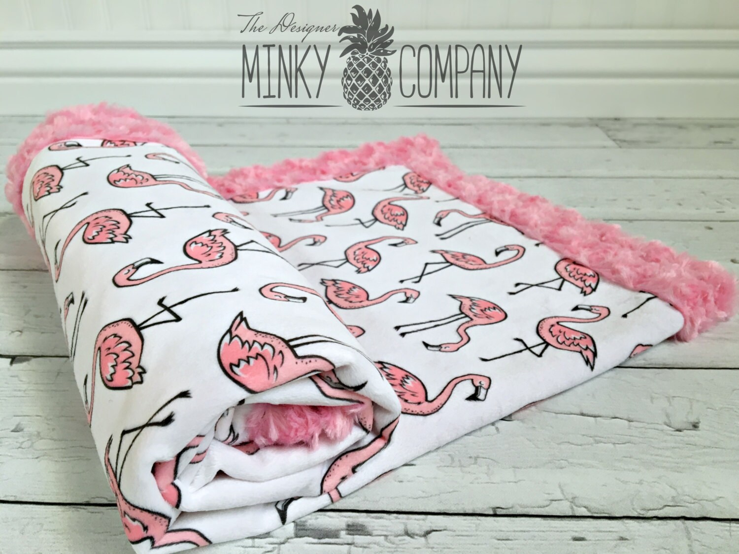 Flamingo Baby Blanket Designer Minky Pink Flamingo Pink