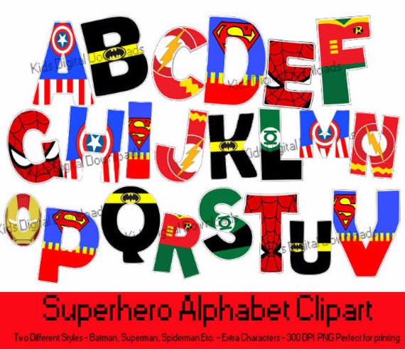 Superhero Font Alphabet superhero alphabet by DDCustomPrinting