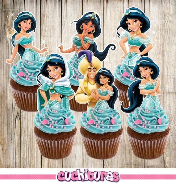 Download 6 Princess Jasmine Cupcake Toppers / Aladdin Cupcake Toppers