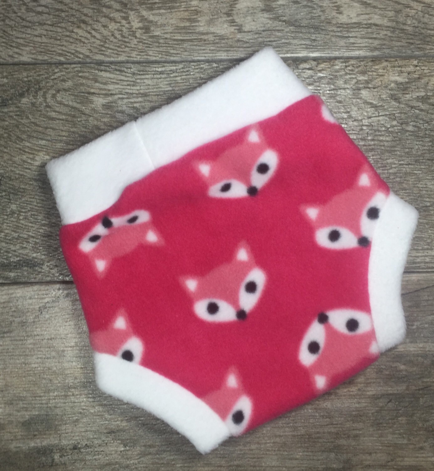 Small fleece diaper cover pink fox