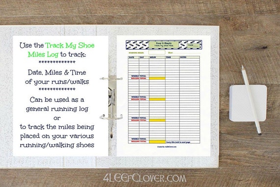 Printable Running Log Shoe
