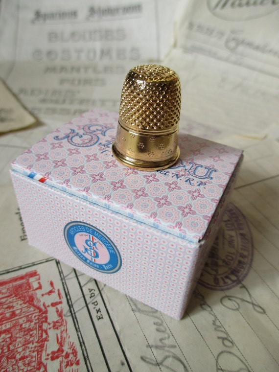 Sajou Gold Plated Brass Dressmakers Thimble by PenelopeTextiles