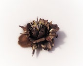 Brooch made of Leather and Fur Jewelry For her Peony leather brooch