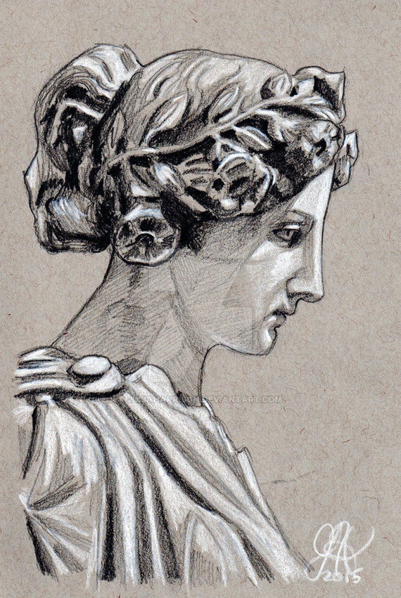 Greciana Pencil Drawing Art Ancient Greece and by JuliaDeaStudio