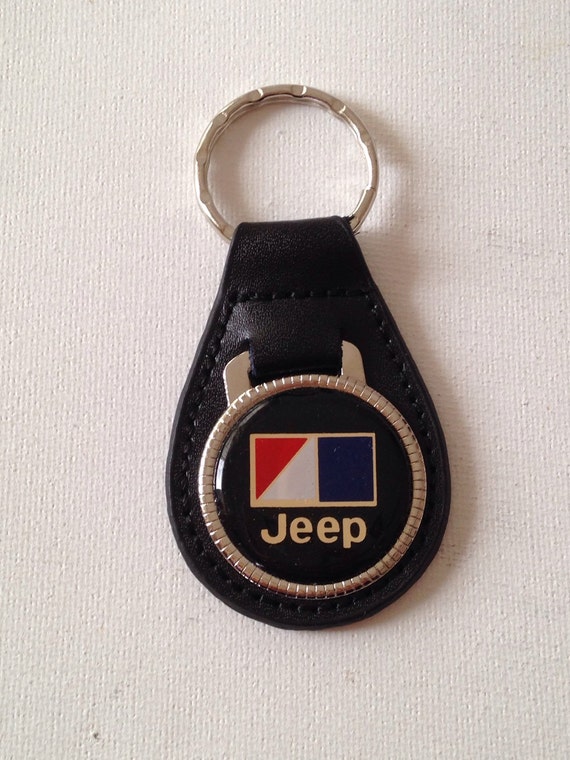 Jeep American Motors Keychain Black Leather AMC Key Chain