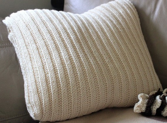 Chunky hand knitted cushion rib knit cushion decorative