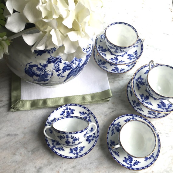 Royal Doulton Blue and White Tea Set Vintage Chinoserie Tea