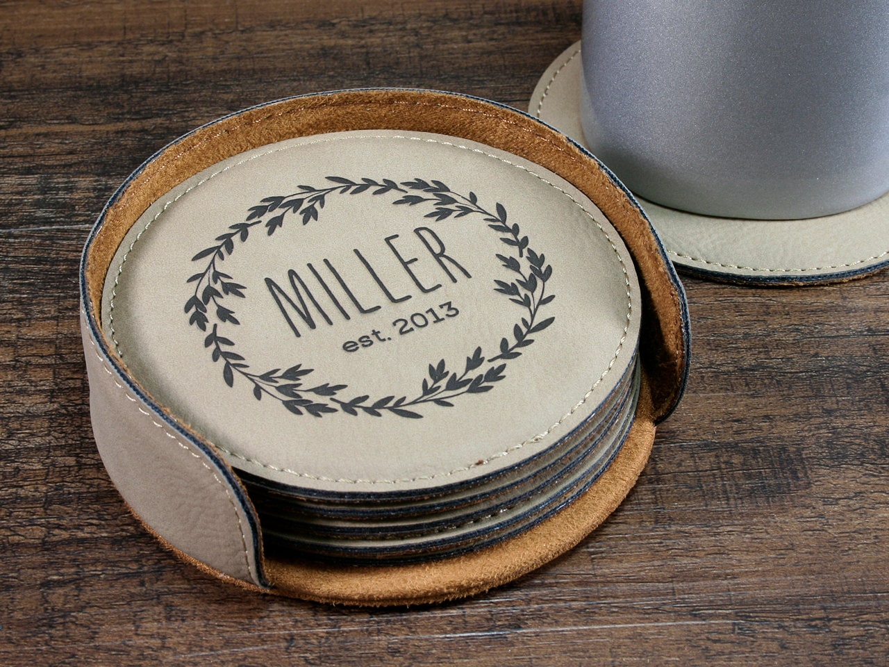 Personalized Coaster Set Leather Coasters Customized