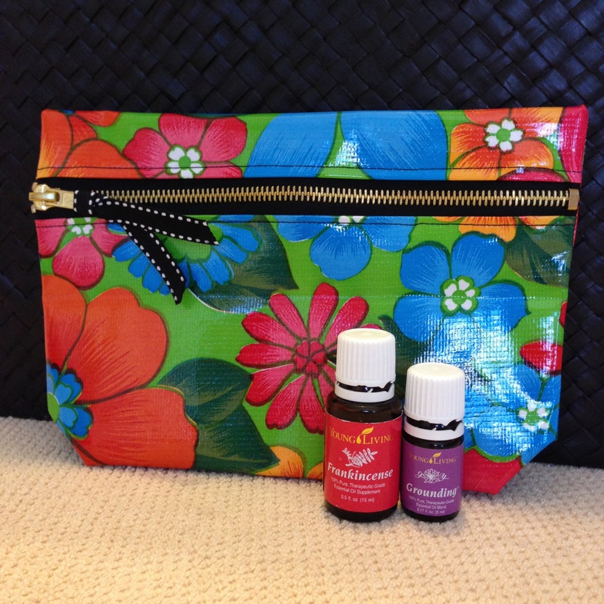Essential Oils Travel Bag - bold and bright tropical flowers