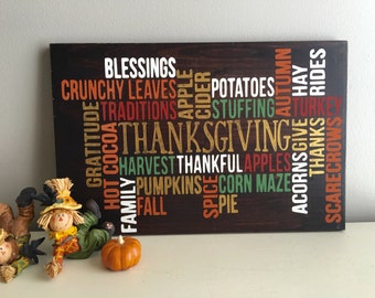 Thanksgiving Wood Sign Thankful Fall Home Decor Autumn Thanksgiving Wood Sign Thankful Fall Home Decor Autumn