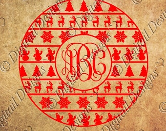 Large Christmas Monogram Frame Svg, Png, Dxf, Eps.