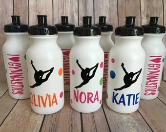 Personalized Gymnastics water bottle - Plastic water bottle - kids sports bottle - gym bottle - party favors - gymnastics theme party