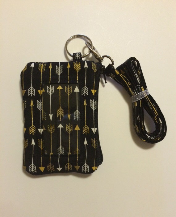 Hand Made Lanyard With ID Wallet in Arrow Print With Extra