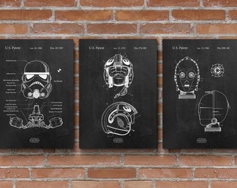 Star Wars Patents Set of 3 Prints, Star Wars Prints, Star Wars Posters, Star Wars Blueprints, Star Wars Wall Art, Patent Poster - S003