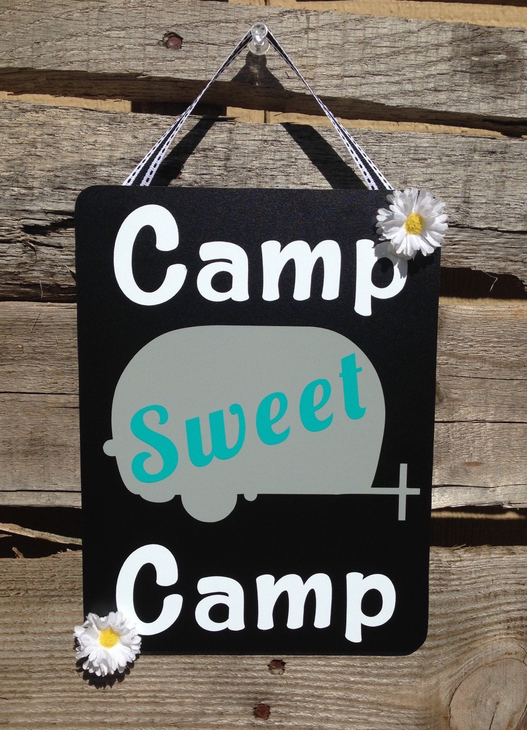 Camp Sweet Camp Camping Sign Camper Daises Hanging Sign