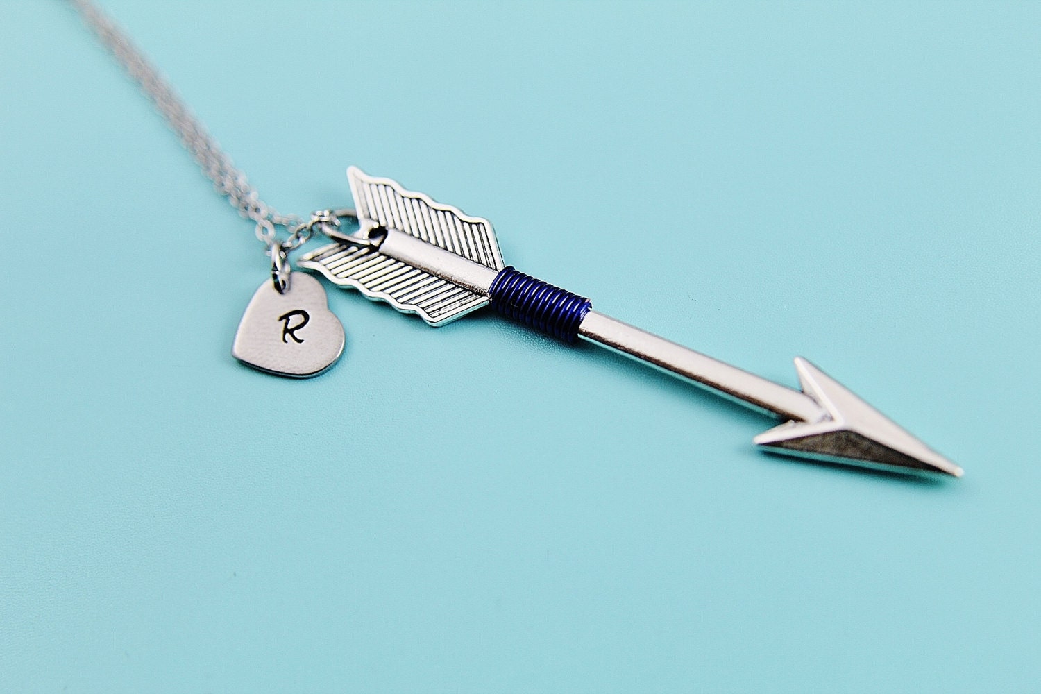 Arrow Charm Pendant Necklace Arrow by HandStampedJewelry55 on Etsy