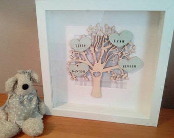 Family tree frame, Personalised gift, Home decor, Family tree picture, wooden tree, New home gift, Wall hanging, Box frame, Bespoke