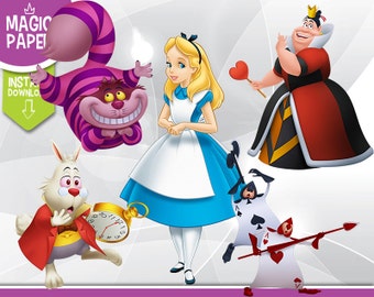 Alice in Wonderland Clipart - Digital 300 DPI PNG Images, Photos, Scrapbook, Digital, Cliparts - Instant Download