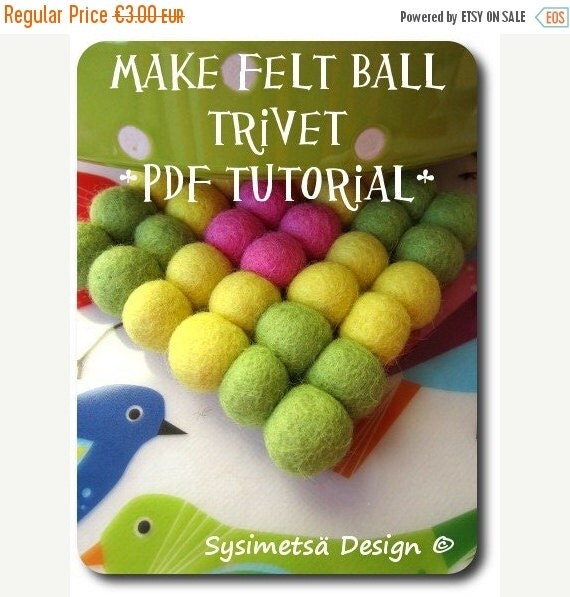 How to make felt ball trivet PDF TUTORIAL Felt ball pot holder DIY