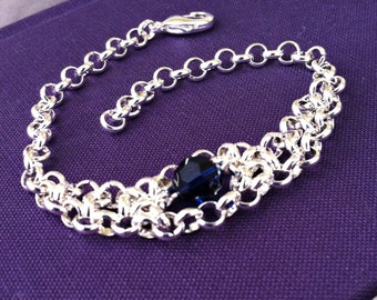 Silver and sapphire blue bracelet