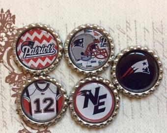 SET of 5 - SET 2 Patriots Bottle Caps For Pendants, Hairbows Hair Bow Centers - Ready to use