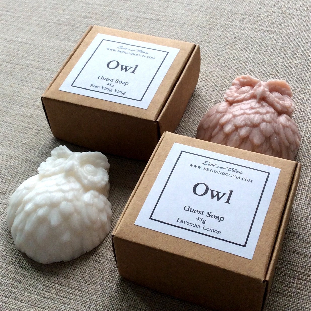 Owl Soap, Rose and ylang ylang soap, lavender lemon owl soap, guest soap, wholesale soap, bachelorette party favors, bridal shower favors