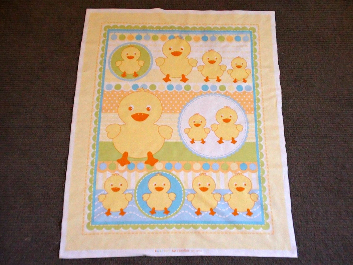 Fabric for kids. Baby quilt panel. Duck bird nursery fabric.