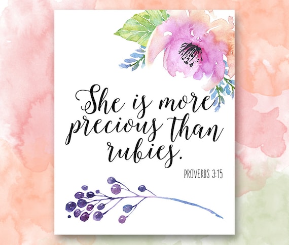 Bible Verse Printable She is More Precious than by PrettyPlusPaper