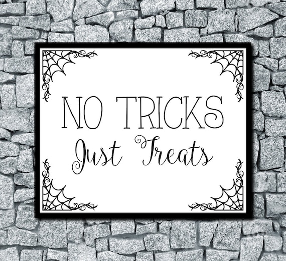 No Tricks Just Treats Digital Halloween Wedding Sign Print