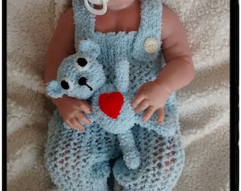 Blue Newborn SET/knitting baby set/crochet baby set/newborn photo prop/Hat and Diaper Cover/Gift,Ready to Ship