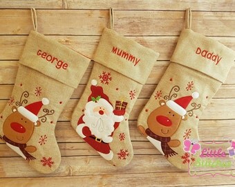 personalised santa or reindeer stocking , Christmas stocking , personalized stocking , santa sack , first Christmas , Christmas decoration