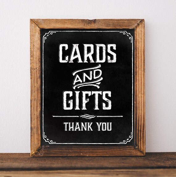 Chalkboard cards and gifts sign. Chalkboard wedding signs.