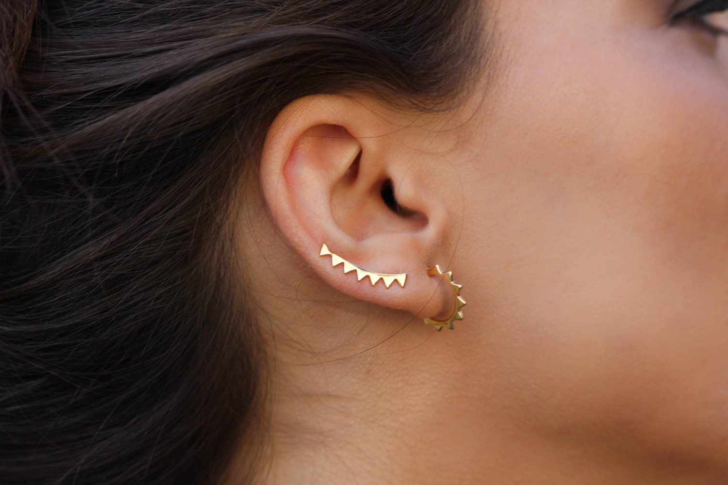 triangle ear climber minimalist ear climbers gold