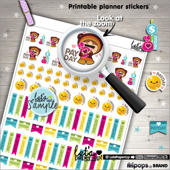 60 OFF Payday Stickers Printable Planner Stickers Pay Day
